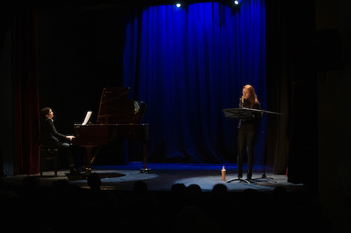 photo de la soirée Verdier du 21 janvier 2020 : Delphine Dusseaux au piano et Pauline Jambet lisant