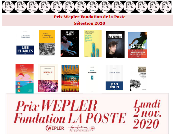 visuel de la sélection 2020 du prix Wepler-Fondation La Poste avec les couvertures des livres