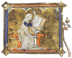 image médiévale pour illustrer le  « Lai du chèvrefeuille » de Marie de France.