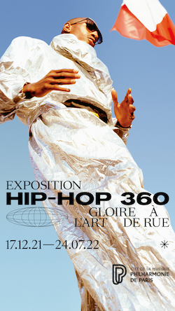 Affiche de l'expo HIp Hop 360, photo d'un danseur