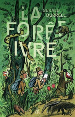 Couverture du livre de Gerald Durell, La forêt ivre, dessin d'arbres