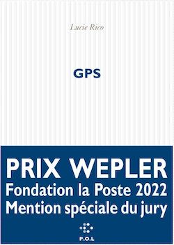 Couverture de GPS, de Lucie Rico, avec bandeau bleu de la Mention du prix 