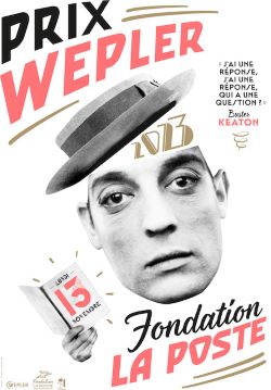 Affiche du prix Wepler-Fondation La Poste avec tête de Buster Keaton