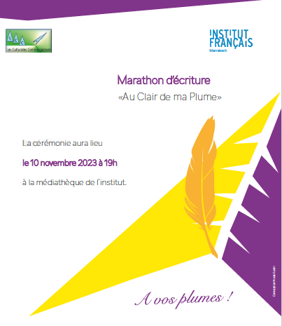 Visuel Marathon d'écriture au Maroc avec plume jaune 