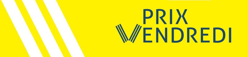 bandeau jaune avec inscription Prix Vendredi et logo