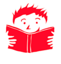 logo de l'association : un dessin, enfant avec un livre dans les mains
