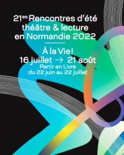 affiche des 21e rencontres d'été en Normandie (faisceaux lumineux sur fond noir)