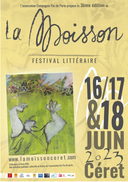 Affiche du festival La Moisson avec peinture d'un personnage dans les prés