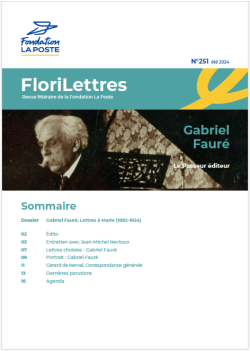 Couverture de FloriLettres avec bandeau photo de Fauré et sommaire du numéro