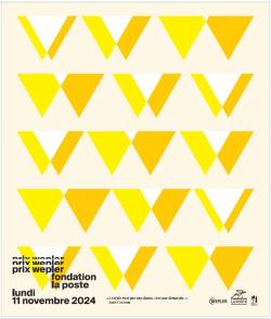 Affiche du Prix Wepler Fondation La Poste 2024 : Des W déclinés dans les tons jaune