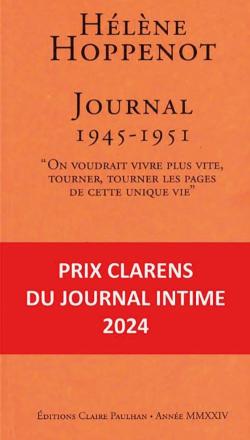 Couverture du livre avec bandeau prix Clarens du Journal intime 2024