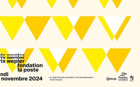 Visuel avec affiche Wepler Fondation La Poste 2024 : Une série de W aux teintes jaunes