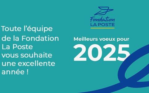 Visuel vert et bleu pour meilleurs voeux 2025