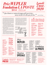 Affiche du Prix Wepler Fondation La Poste, verso sélection des finalistes