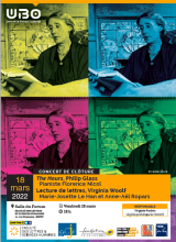 Affiche du colloque, Virginia Woolf, Lectures françaises avec photo de Virginia Woolf