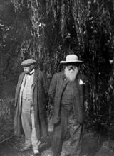 Photo en noir et blanc de Claude Monet et Georges Clémenceau