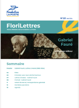 Couverture de FloriLettres avec bandeau photo de Fauré et sommaire du numéro