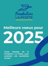 Visuel turquoise et bleu avec meilleurs voeux pour 2025